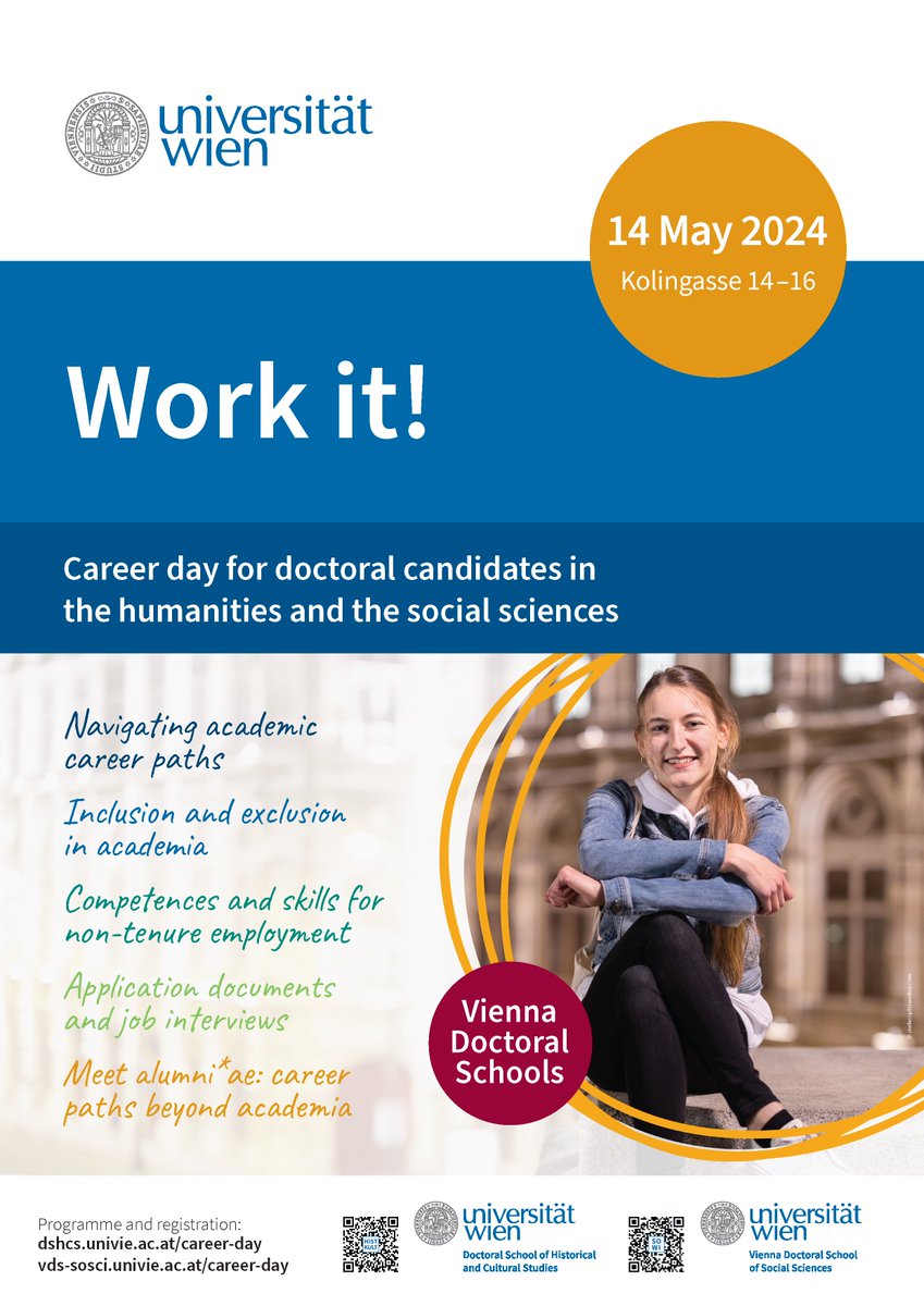 Planning for our #CareerDay on May 14 is in full swing!
With 
Alexander Giese, Giese &amp; Schweiger Kunsthandel
<a href="/kathi_prager/">katharina prager</a> <a href="/wienbibliothek/">Wienbibliothek im Rathaus</a> 
Barbara Staudinger <a href="/jewishmuseumVIE/">Jüdisches Museum Wien</a> 
<a href="/berndstroehm/">Bernd Christoph Ströhm</a> <a href="/wiiw_ac_at/">wiiw</a> 
and many others!  
Program and registration ⬇️
dshcs.univie.ac.at/en/activities-…