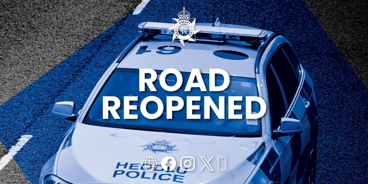 ℹ Road reopened. ℹ Officers have now reopened Bloomfield Road, Blackwood following a road traffic collision earlier today. Thank you for your patience. Stay safe.