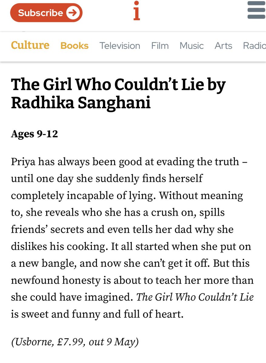 'Sweet and funny and full of heart.' 💖 Gorgeous review for @radhikasanghani in @theipaper's round-up of children's books your kids will actually want to read! inews.co.uk/culture/books/…