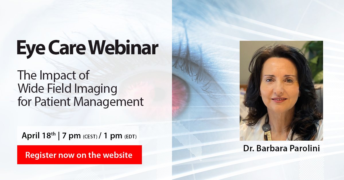 Join our upcoming live webinar, The Impact of Wide Field Imaging for Patient Management, where Dr. Barbara Parolini explains how to apply OCT and OCTA and where you get valuable insights on what to look for in your scans. Register now here bit.ly/3xwfo0m #MadePossible
