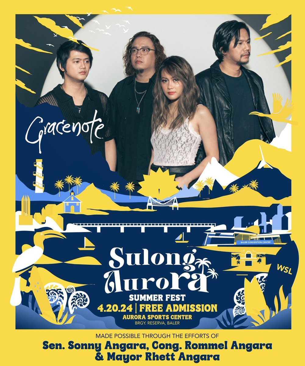 SULONG AURORA SUMMER FEST kasama ang @GracenotePH at marami pang mga artists sa Aurora Sports Center, Baler, Aurora! ADMISSION IS FREE! Kitakits! #Gracenote #Soupstar2024