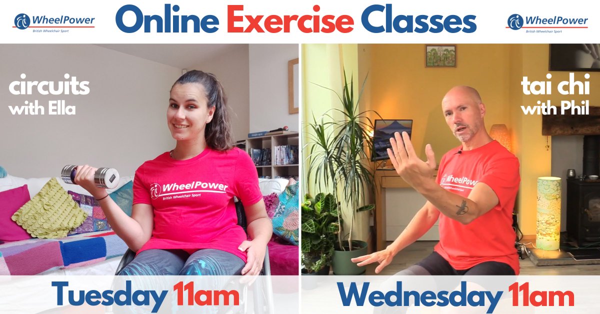 Get Active this Spring with 2️⃣ Online Exercise Classes from WheelPower to be enjoyed LIVE on Zoom
💪 Tuesday 11am Circuits with Ella
🙏 Wednesday 11am Tai Chi with Phil
🎟️ wheelpower.org.uk/activities/onl…
**There will be no Adaptive Box Fit with Luiz this week
