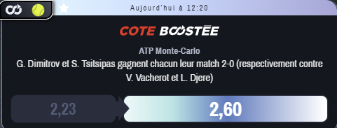 #ATPMonteCarlo 🇲🇨 📍 @ 2.6 (0.75%) #TeamParieur