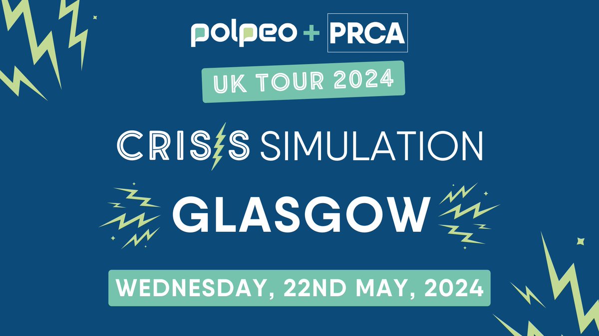 🚐 𝗦𝗲𝗲 𝘆𝗼𝘂 𝗼𝗻 𝘁𝗼𝘂𝗿!

Join our PRCA Crisis Communications Group  for an interactive crisis simulation, hosted by crisis simulation experts, <a href="/Polpeo/">Polpeo</a>.

Glasgow registration: ow.ly/yZ1650RaeMV

📍 Find your city: ow.ly/IoX250Ra2VM