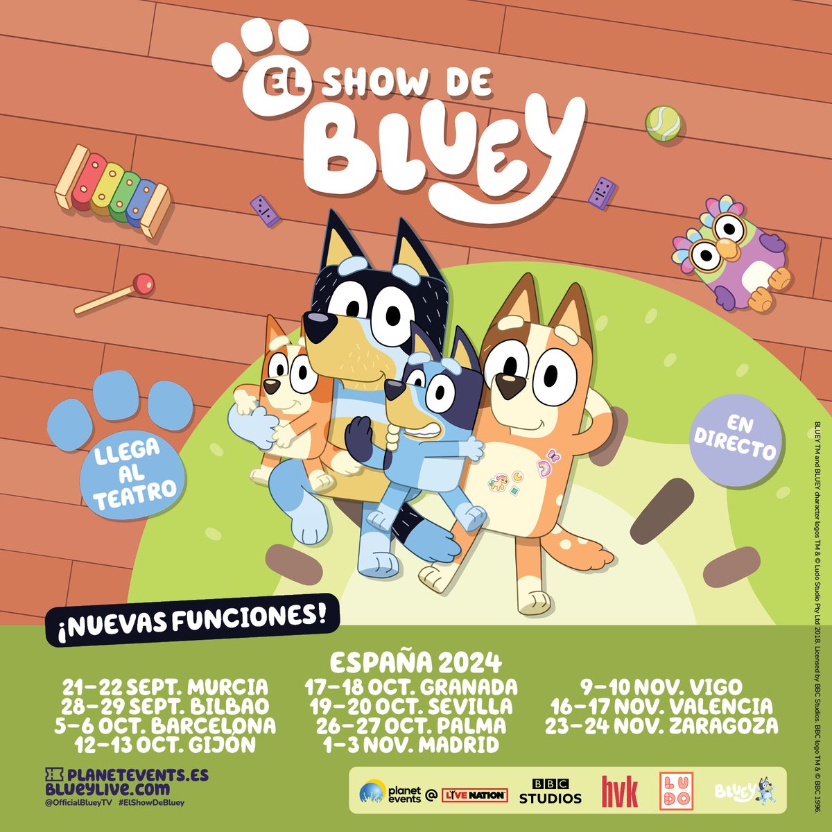 💙 DEBIDO A LA GRAN ACOGIDA DEL PÚBLICO SE PONEN A LA VENTA NUEVAS FUNCIONES DE “EL SHOW DE BLUEY” 💙 Una obra teatral para todos los públicos con brillantes marionetas sobre el escenario y decorados icónicos. ➕Info: planetevents.es @OfficialBlueyTV #ElShowDeBluey