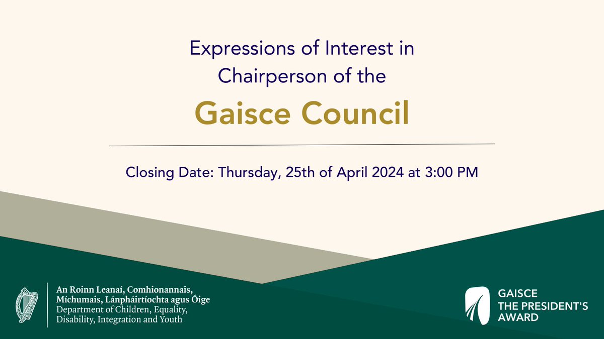 The Minister for Children, Equality, Disability, Integration and Youth invites applications from suitably qualified candidates with relevant youth development expertise for an immediate vacancy arising on the Council. More Details: stateboards.ie/en/?option=com… @dcediy @stateboards