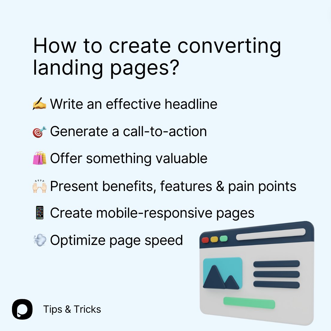 A landing page is the first impression, so you need to optimize it to make it convert. 🎯 If you are ready to master the art of creating converting landing pages, apply these tips! 🚀 #landingpage #marketingtips