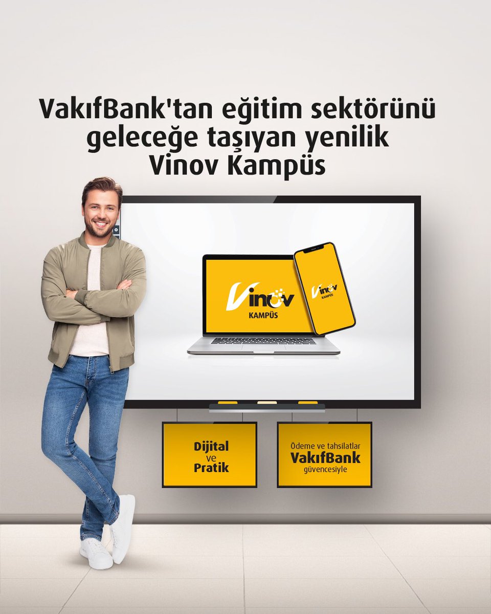 Vinov Kampüs ile eğitim harcamalarınızda VakıfBank daima sizinle. Size özel tanımlanan limitinizle özel okul ödemelerinizi dijital kanallardan rahatça yapabilir, yıl boyu taksitlerinizi Vinov Kampüs ile hatırlayabilirsiniz. #DaimaSeninle