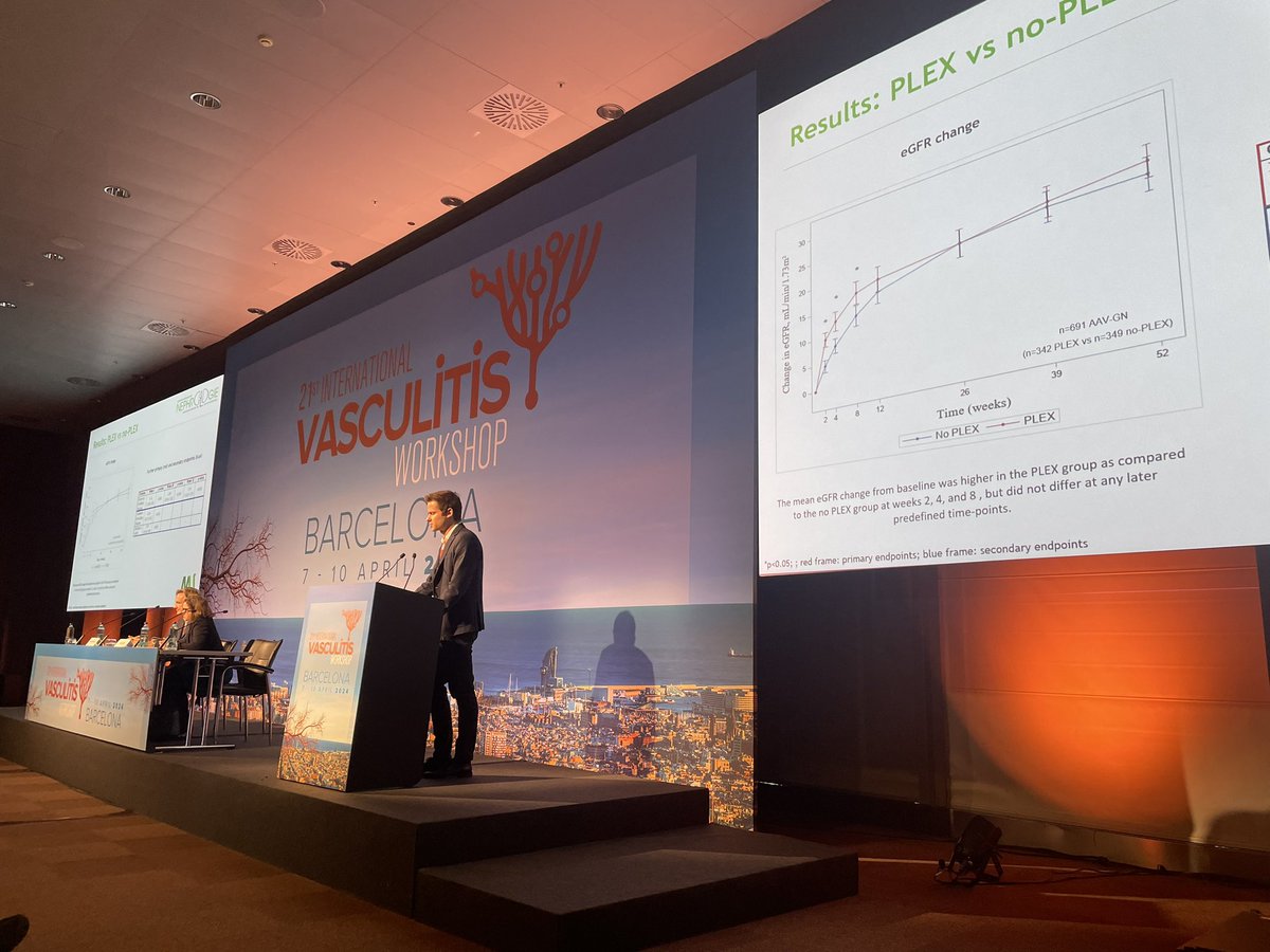 First presentation of the early renal recovery data from PEXIVAS today in the plenary session by @odlerb . A big thank you to the PIs of the tria (@lastwalsh Dr Merkel and @DavidJa94541992); brilliant and clear presentation of the results!