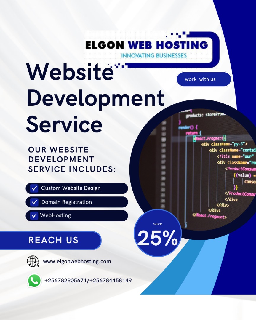 #ElgonWebHosting #WebsiteDesign #WebHosting #DigitalMarketing #KampalaTech #ITServices #DomainRegistration #ComputerSales #LaptopSales #OnlinePresence #TechSolutions