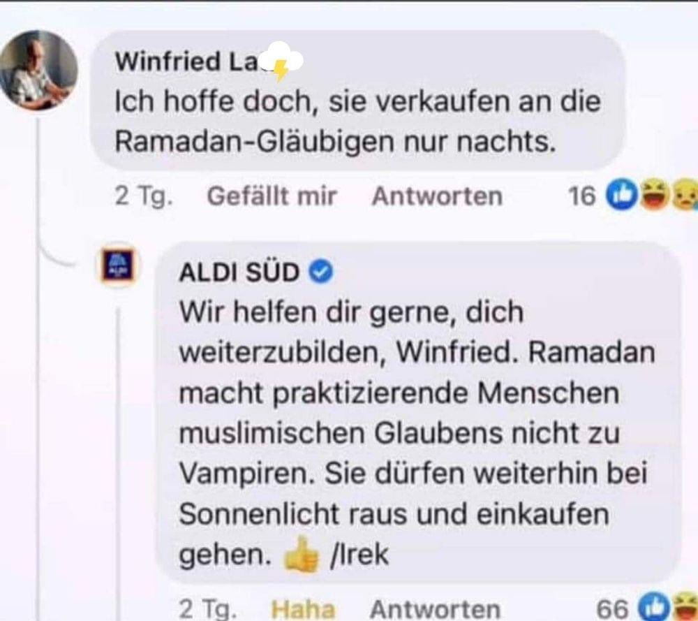 Beste Antwort von #AldiSüd 👍😂😂😂