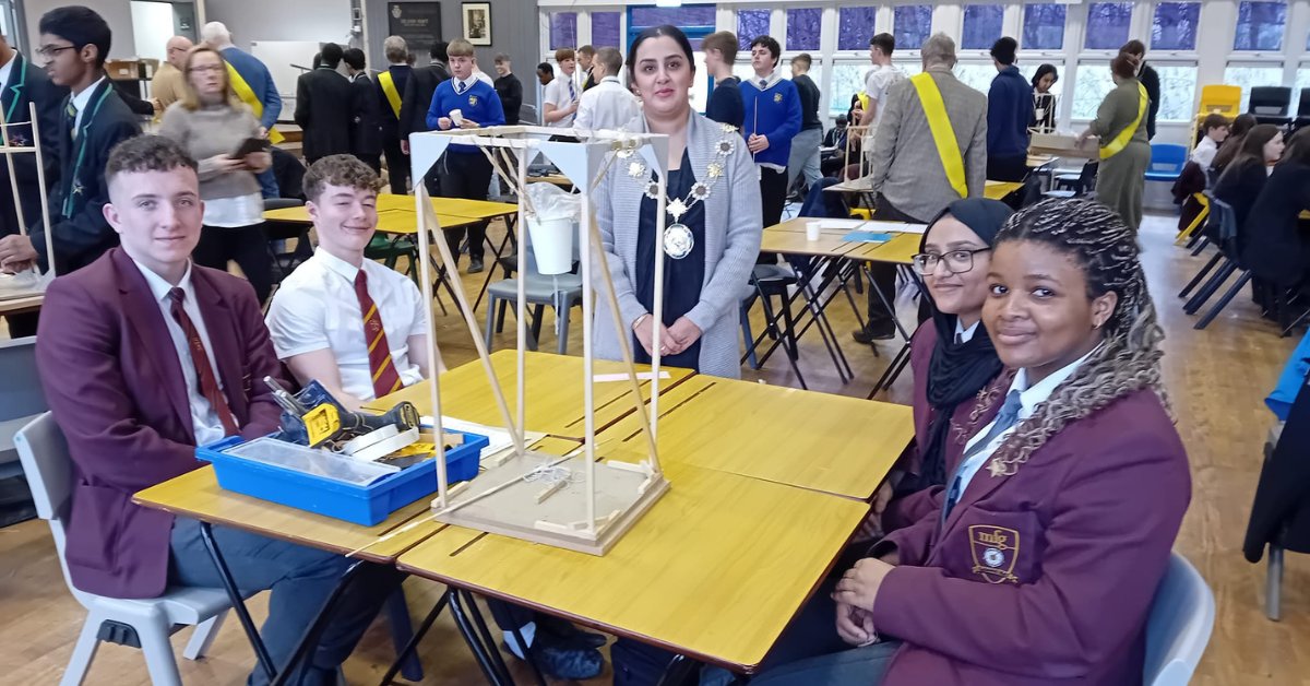 Inventive students put their skills to the test at the The Jo Cox Centre, Upper Batley High School, for the Rotary Clubs Technology Tournament The Deputy Mayor of Kirklees Councillor Nosheen Dad attended to meet the young innovators and presented awards to the winners.