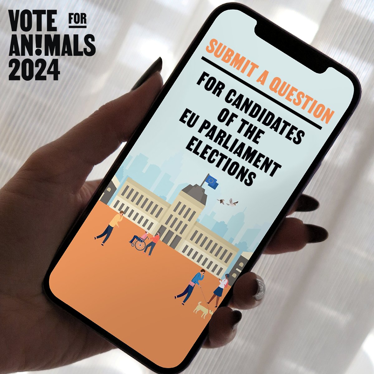 ⏰ LAST DAY to submit your questions to candidates for the #EUelections2024 about their plans for #animalwelfare. They will respond live during the session on 25 April. Submit your questions by 8 April: 📩 send us a DM 💬 leave a comment #VoteforAnimals