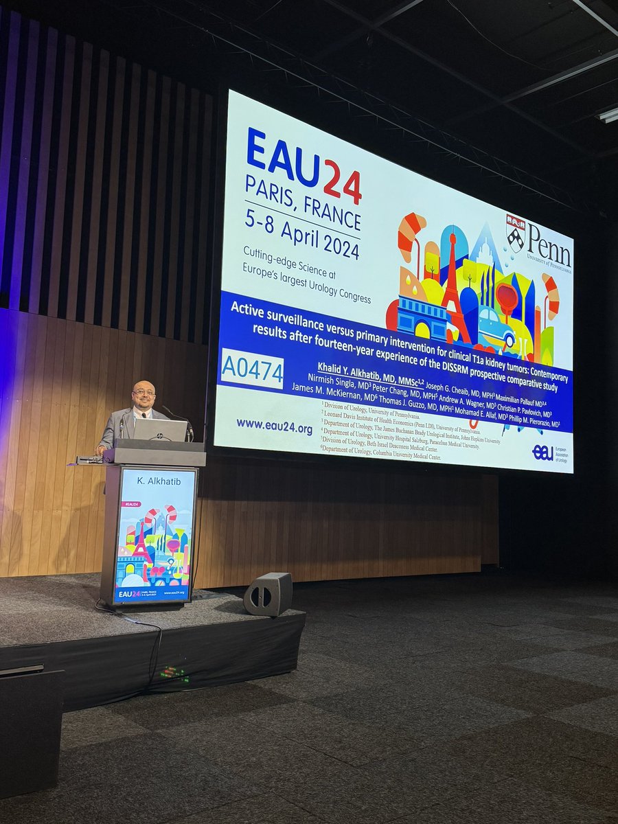 Congratulations to @Khalid_Alkhatib of the P-Lab, and #DISSRM collaborators from @BIDMCUrology, @ColumbiaUrology, & @brady_urology, for clinching the Best Presentation at #EAU24 for the session “Small Renal Masses: Advances in Diagnosis, Intervention, and Active Surveillance”