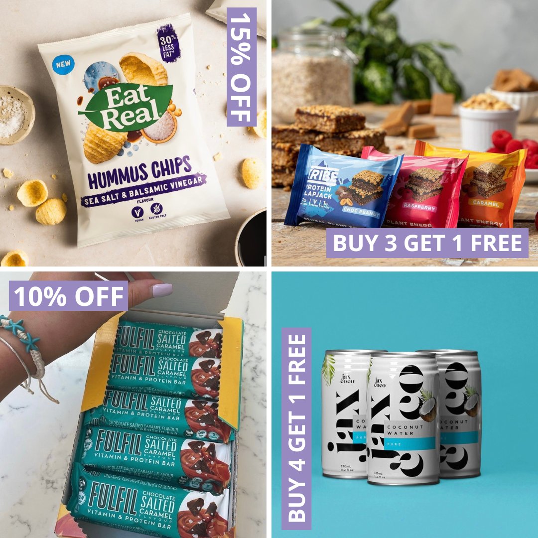 We've got some spring in our step with this months promotions 🌷💜 #eatreal #eatrealcrisps #tribebars #TeamTRIBE #fulfil #jaxcoco To order our April promotions, visit our website: 💻 delicious-ideas.com/shop/ 📞 Call us on 01733 239003