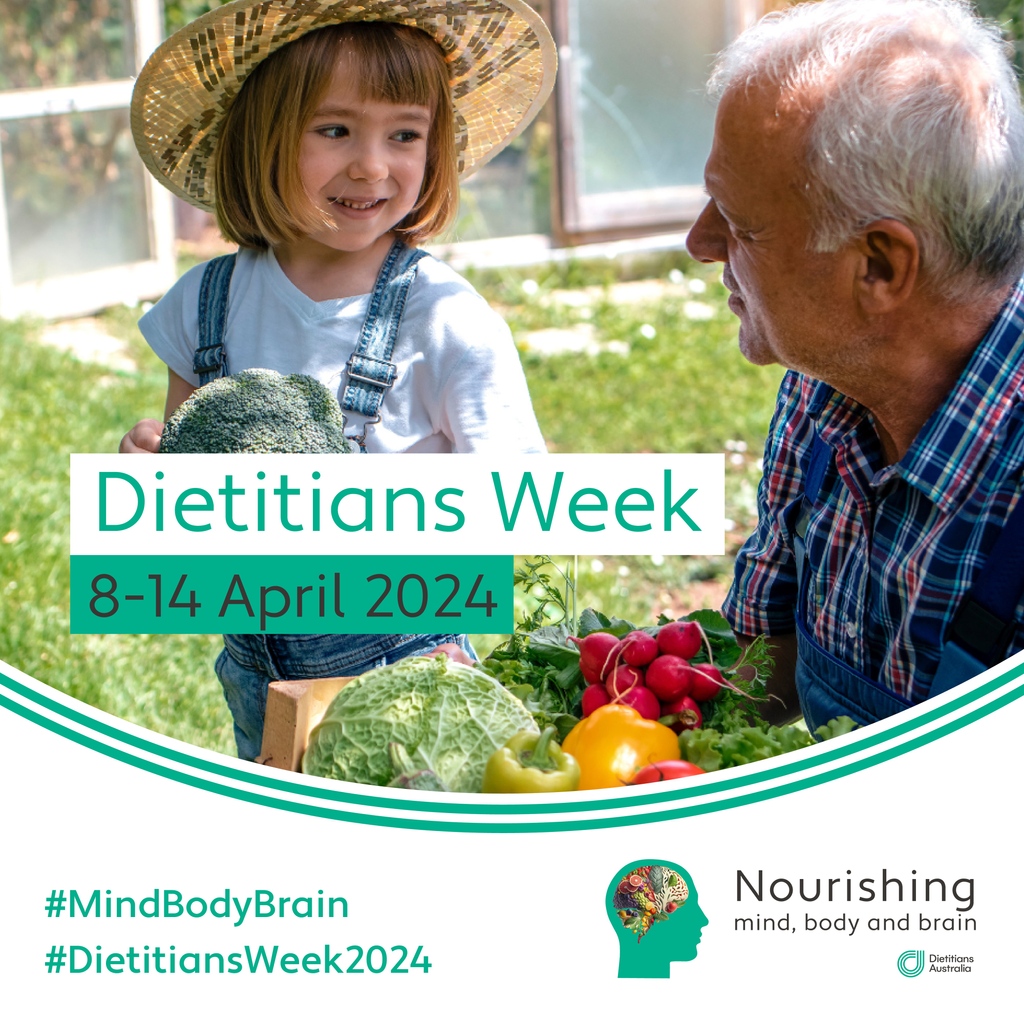 Happy #DietitiansWeek2024 to our Australian colleagues! Dietitians are essential for mental health support. What we eat profoundly affects not only our physical health, but our mental and brain health too. #MindBodyBrain