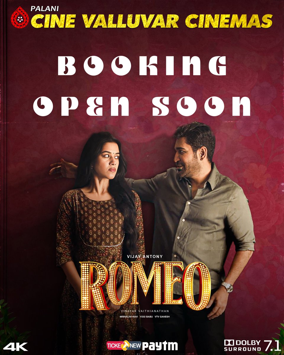 #Romeo from this Thursday in your #CinevalluvarCinemas🔥 Book your tickets on TicketNew & Paytm ✨