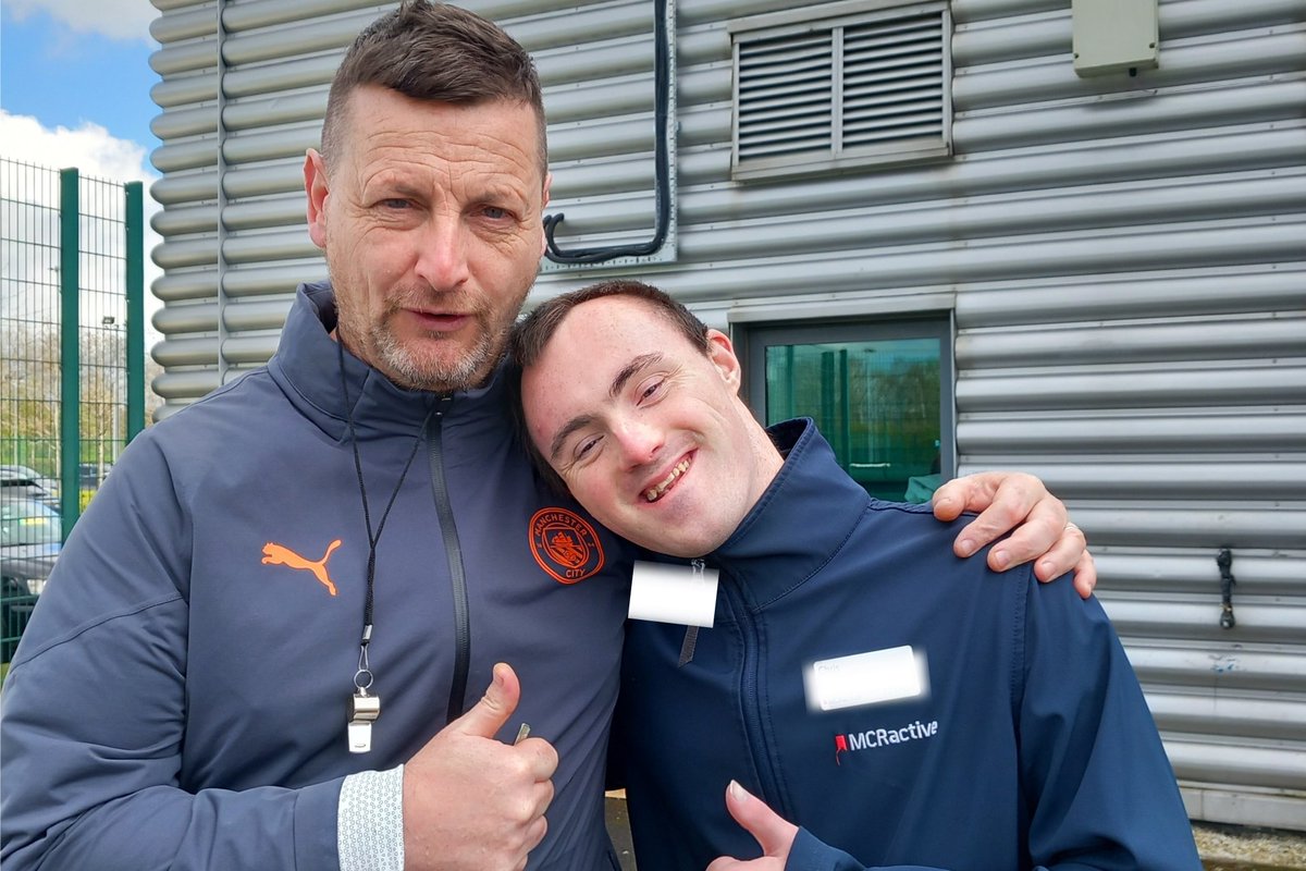 Christopher moved into a new Leisure Assistant position at the National Tennis and Football Centre. Chris has worked for @GLL_UK for over seven years, and here he is with Paul Kelly, @ManCity disability coach. #WorkFit #Leisure