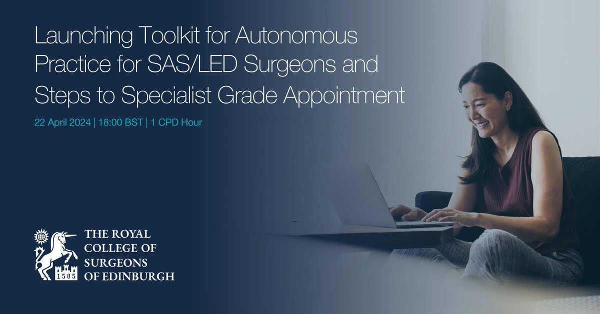 @PRCSEd launches toolkit for ‘autonomous practice’ to help SAS/LED colleagues. Followed by discussions around ‘Specialist Grade’ @BMA_SAS @RobJimFleming @dr_fuadabid @UmeshSalanke @RCSEd @AoMRC rcsed.ac.uk/professional-s…