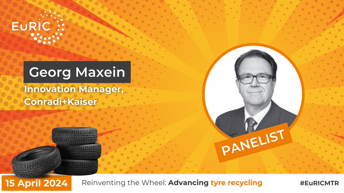#MeetTheSpeakers🎙️Introducing Georg Maxein, Innovation Manager Conradi+Kaiser GmbH, who will be joining our Panel Discussion I: Circularity essentials for recycling and sustainability ♻️ ⏰A week left until our tyre recycling event! Register now 👉euric.link/pdb