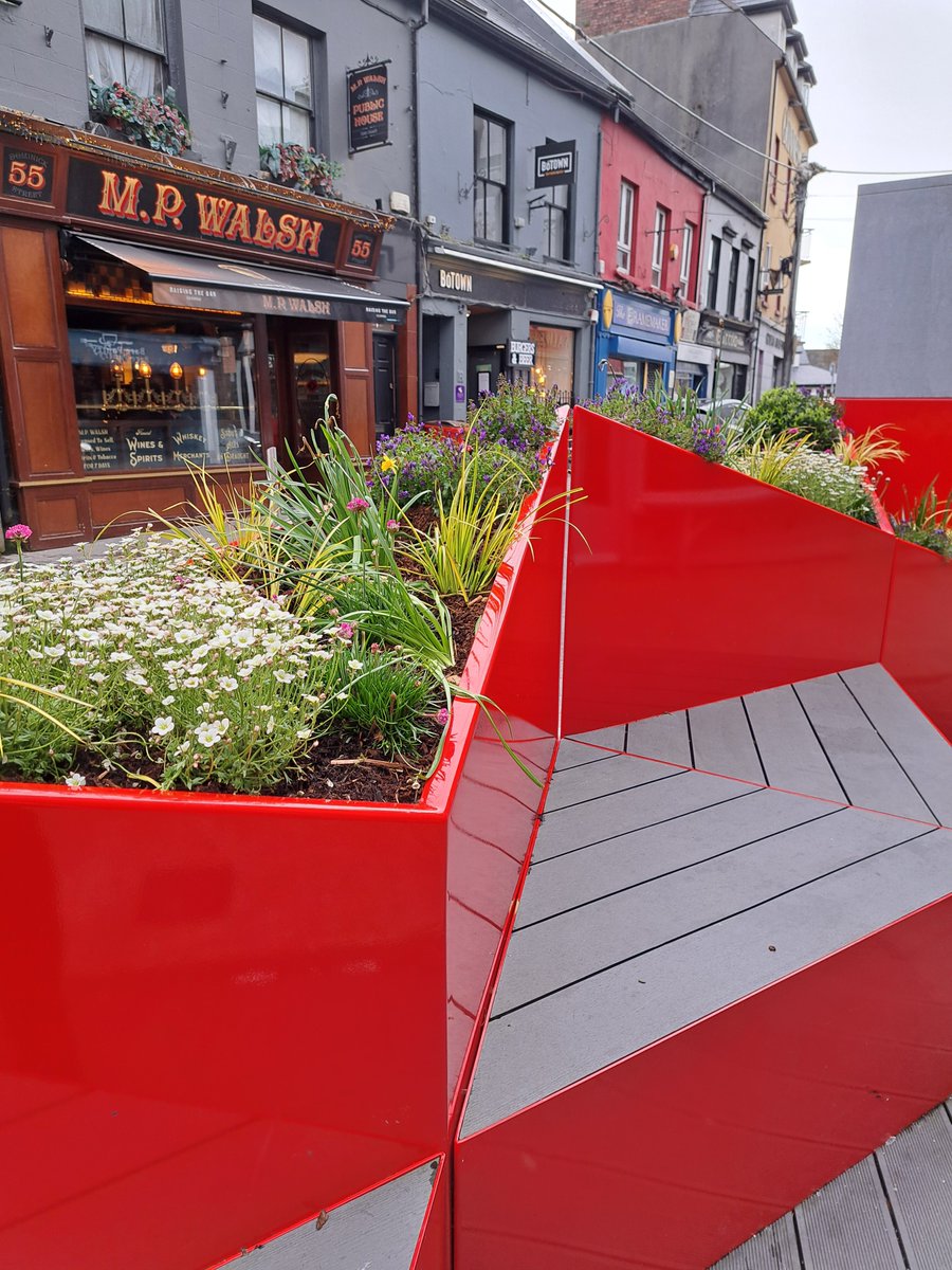 Flowers blooming in the parklet on Dominick Street 🪻😍 We know there aren't many fans of these public structures, but we personally love grabbing a seat here while we eat our lunch or taking a short break on our long weekend walks! Have you used them yet? #galwy #galwayswestend