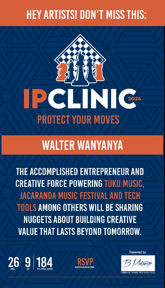BMatangaIP's tweet photo. Meet our panelists for the Music &amp; IP segment 🎤🎶🎸

1. WALTER WANYANYA is a creative &amp; tech entrepreneur based in Harare. He is the Founder of TechTools Technology, Gadget Garage, LiveCast Media &amp; Ngoma Nehosho. He is also the Founder &amp; Artistic Director of the JMF- https://t.co/bdqchEab8a
