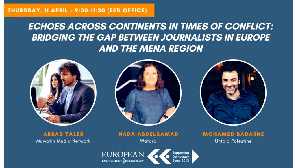 On our events planner 🔗 this week as we pass the 6 month mark of the war in #Gaza journalists from the region will be in Brussels ⬇️ 🗓️ 11 April 9:30 - 11:30 at @EEDemocracy ⭕️ open discussion 💬 on who leads the narrative in conflict? Register ➡️ docs.google.com/forms/d/e/1FAI…