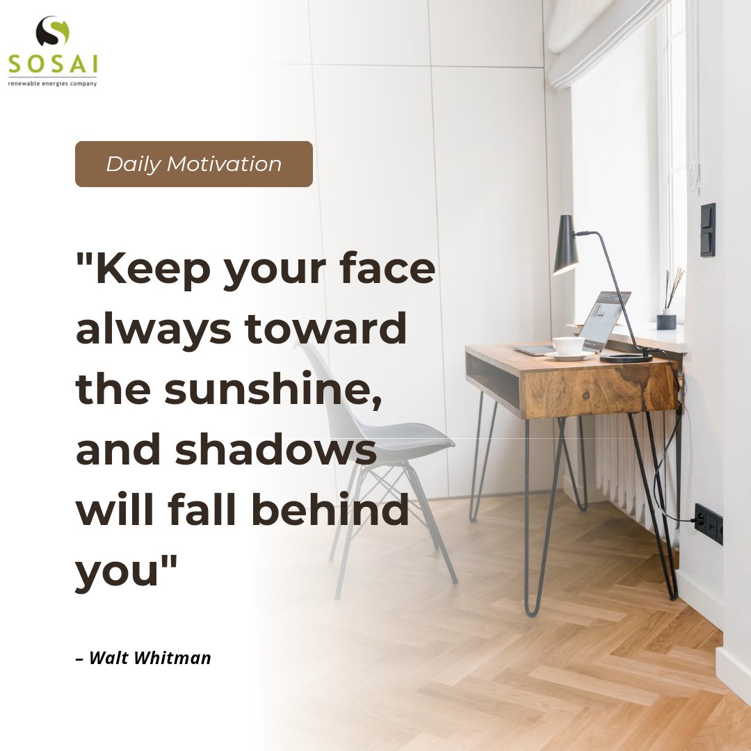 Stay positive and always look at the bright side of every situation. #sosai #monday #solarng #motivation #empower #upliftlives #solarpower #cleanenergy #renewable