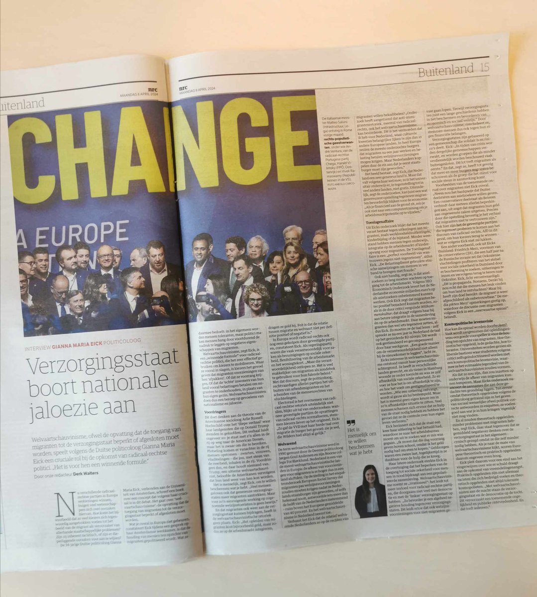My first interview in Dutch on 'Welfare Chauvinism in Europe' just came out @nrc 🎉 Amongst other things, I discuss how excluding migrants & refugees from the welfare state affects us all & how my teenage years in the care system shaped my passion for this topic! Link below👇
