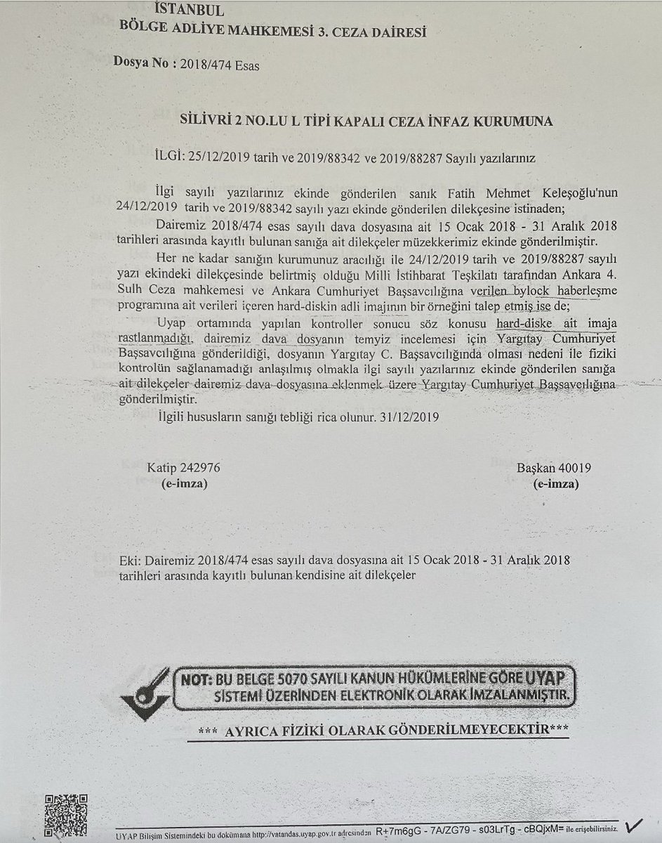 Doktor Fatih Mehmet Keleşoğlu'nun, cezaevinden dilekçe yaza yaza devlete suçunu itiraf ettirmesinin belgelerini yayınlayacağım bu seride. Konu bylock ve devlet adım adım bu verilerin var olmadığını kabul ediyor. Doktor Keleşoğlu 'bylock kullanıcısı' olduğu gerekçesiyle…