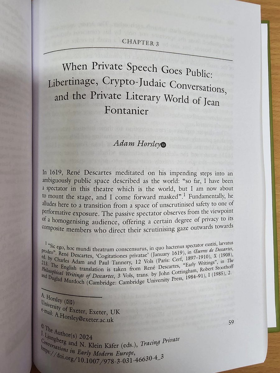 Delighted to appear in this volume with <a href="/privacy_ku/">Centre For Privacy Studies</a> colleagues, and to have authored both of the only English language studies of Jean Fontanier's trial, which attracted far more attention in the 1620s than today. #OpenAccess link.springer.com/book/10.1007/9… #earlymodern #twitterstorians