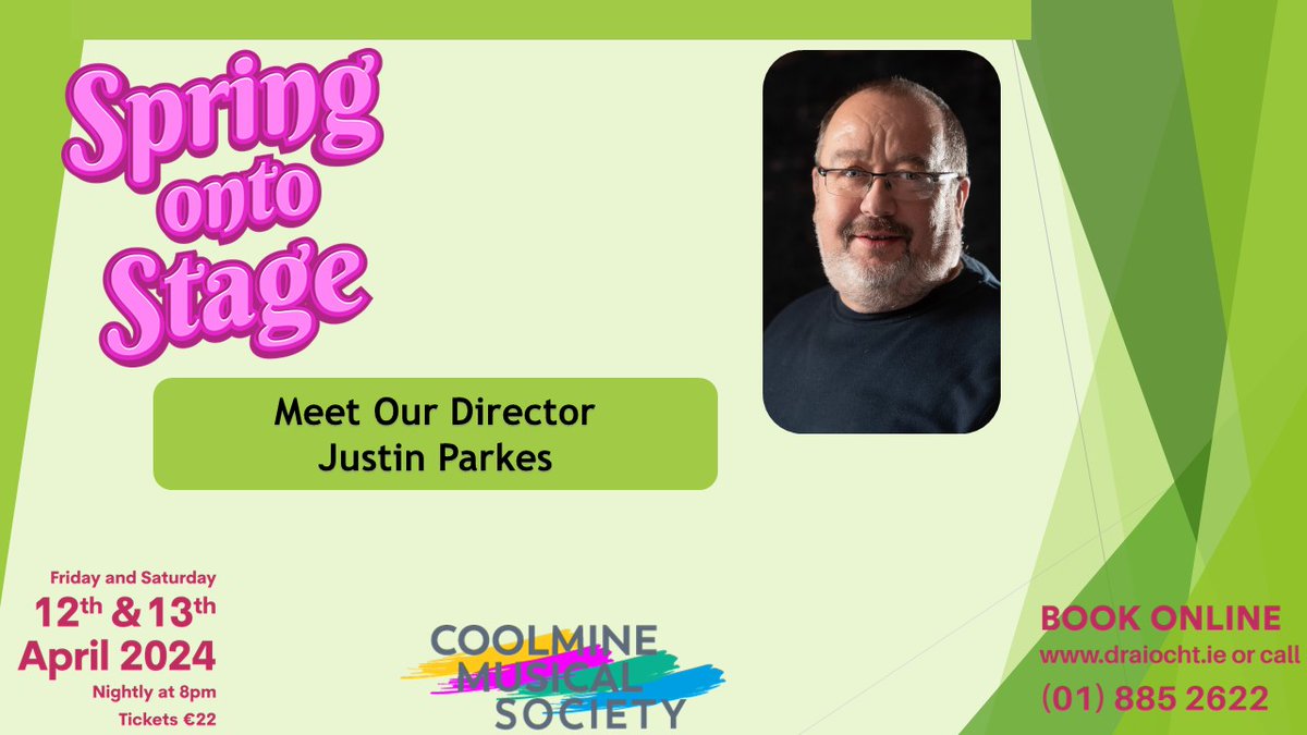 Meet our Director – Justin Parkes. Justin brings years of stage experience to his role. He’s got all our Guys and Dolls ready to Spread the Love & give you a great night’s entertainment! Join us @Draiocht_Blanch April 12th & 13th. Book now draiocht.ie or (01) 8852622.