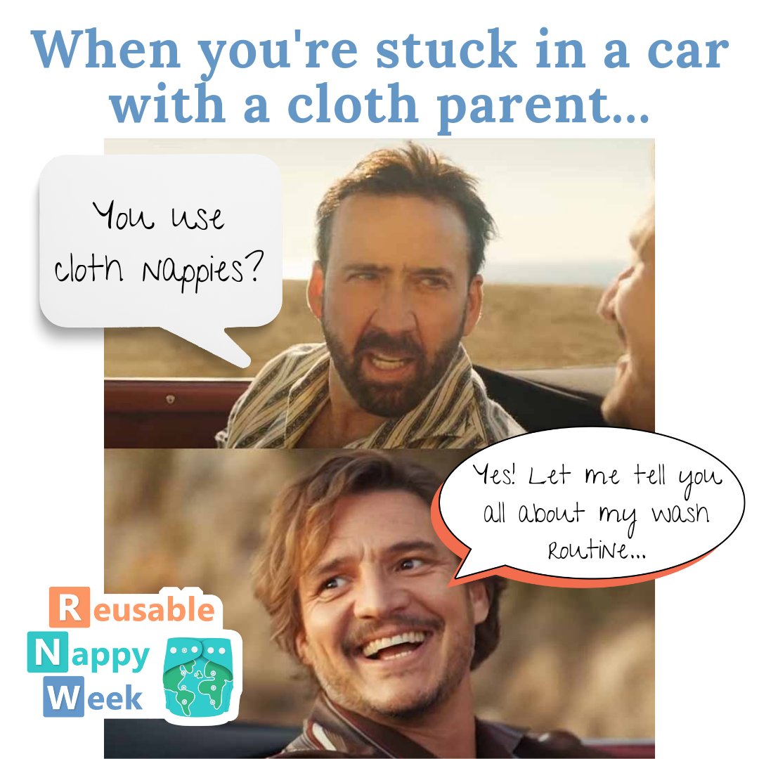 ReusableNappyWk's tweet photo. Q: How do you know someone uses cloth nappies?
A: BECAUSE THEY'LL TELL YOU! 

Join us for #ReusableNappyWeek to find out more and talk about all things cloth. Kicking off 22nd April across social media. Will you be joining in? 

#MemeMonday 
#RNW24 
#ChooseToReuse https://t.co/iyzHQE4IfC