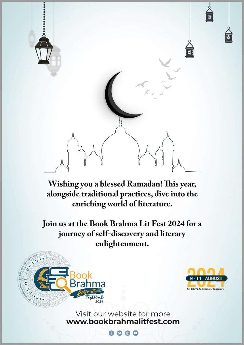 The harmony between spirituality and literature offers an exquisite sense of divine pleasure.

This #Ramadan, we are delighted to unveil the Book Brahma Literature Festival.

Wishing you and your loved ones a blessed Ramadan filled with grace and joy.

#BookBrahma #bblitfest2024