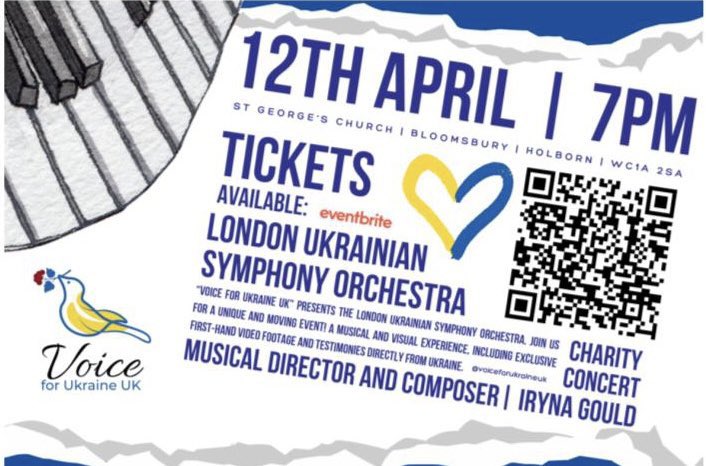 One of our choir members, Luka, is involved in this charity concert on Friday 12 April, raising funds to support children and music schools in Ukraine. Featuring London Ukrainian Symphony Orchestra and others, and footage and testimony from Ukraine. 🎟️ tinyurl.com/2sdzxzdd