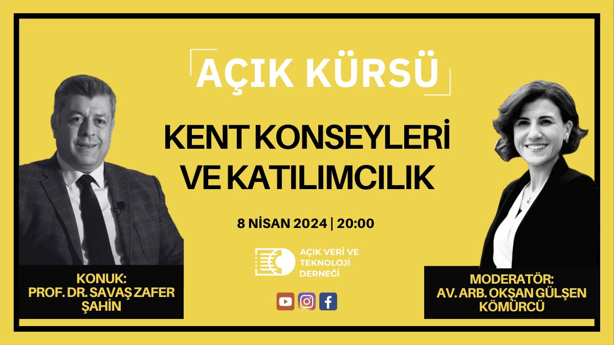 'Kent Konseyleri ve Katılımcılık' ❓Kent Konseyleri'nin Amaç ve Sorumluluları Neler? ❓Açık Veri Çalışmalarında En Önemli Paydaş, Kent Konseyleri Olabilir mi? 👥 Prof. Dr. @szafersahin & Av. @GulsenkomurcuO ⏰ Bugün 20.00 #AçıkKürsü İzlemek için 👉 youtu.be/fABIB5FnhFc?si…