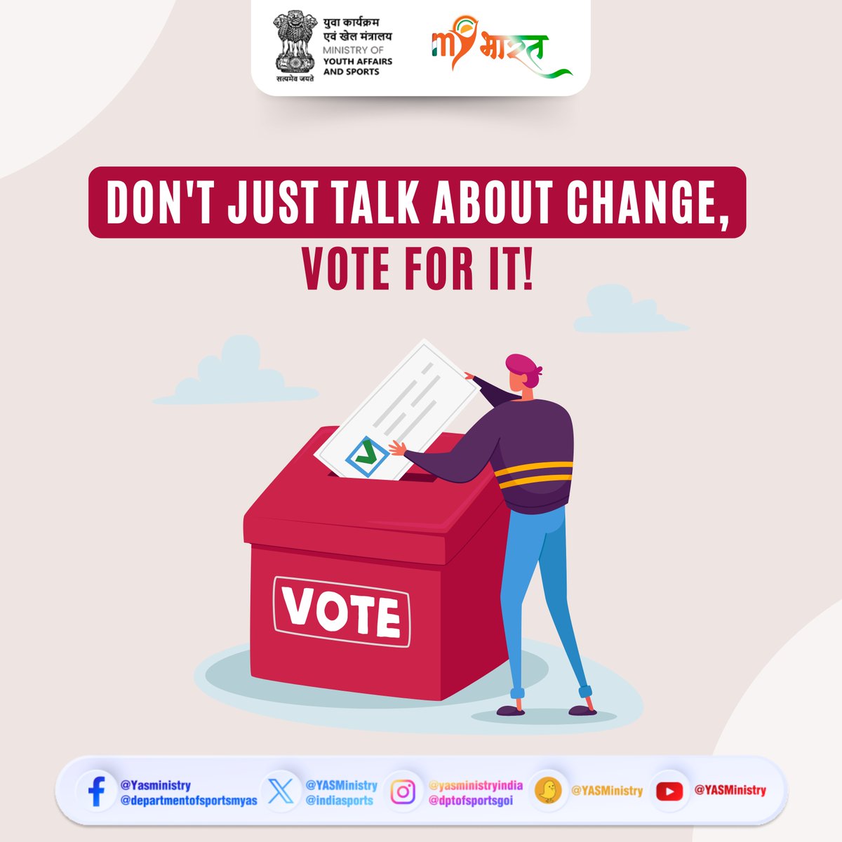 Youth of India, you hold the torch. Speak through your vote and let your actions shape the change you desire! #MeraPehlaVoteDeshKeLiye 🗳️