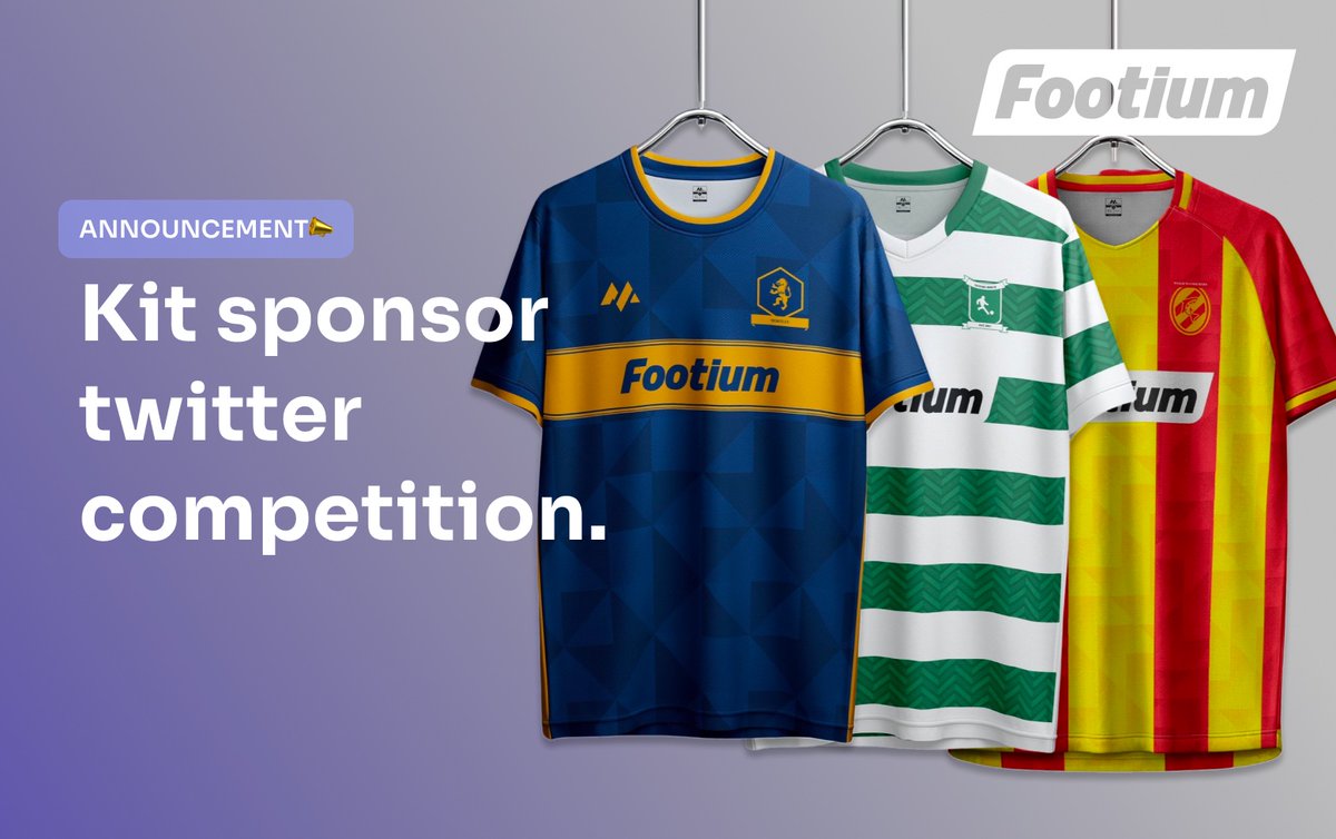 👕 Kit Sponsor Competition Launch 👕

🏆 Excited for Season 0? Elevate your club with custom kit designs from our friends at <a href="/Monarch_SW/">Monarch Sportswear</a> &amp; win a real shirt replica! We're awarding two Footium clubs for the best sponsor announcements. #Footium #KitSponsor