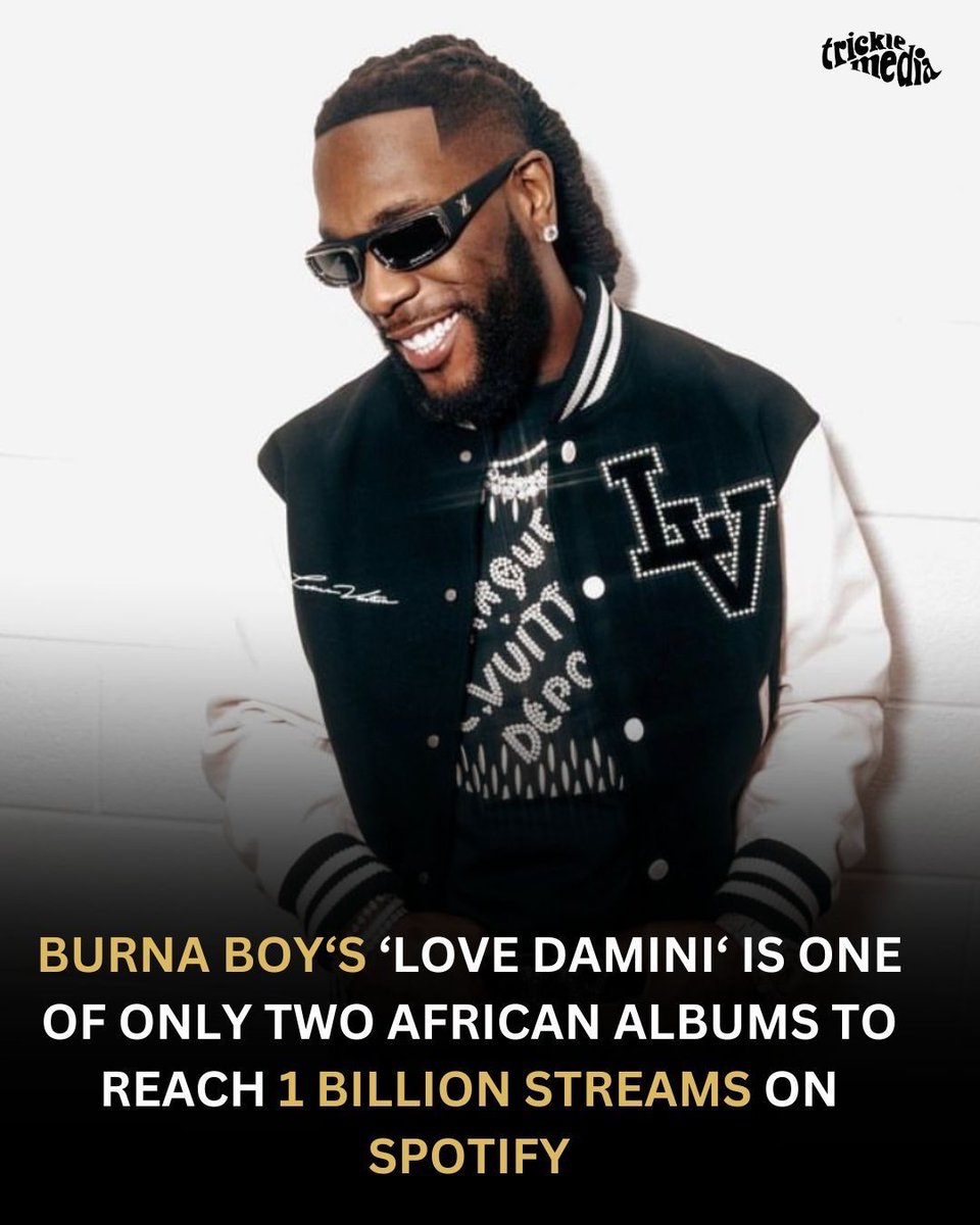 Burna Boy's 'Love, Damini' hits a milestone, surpassing 1 billion streams on Spotify, making it one of just two African albums to achieve this feat. Joining him in the elite club is Rema's 'Rave and Roses'. @burnaboy #Musicmilestones #Tricklemedia #burnaboy #lovedamini