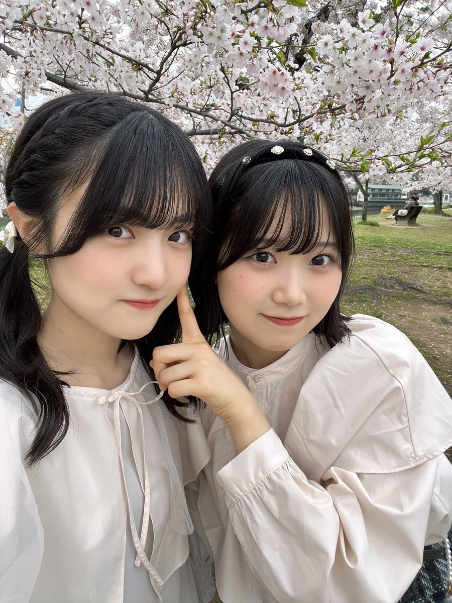 濵田響と桜を見に行きました！！！🌸
髪もセットしてくれました！！！！

#STU48 #久留島優果 #濵田響