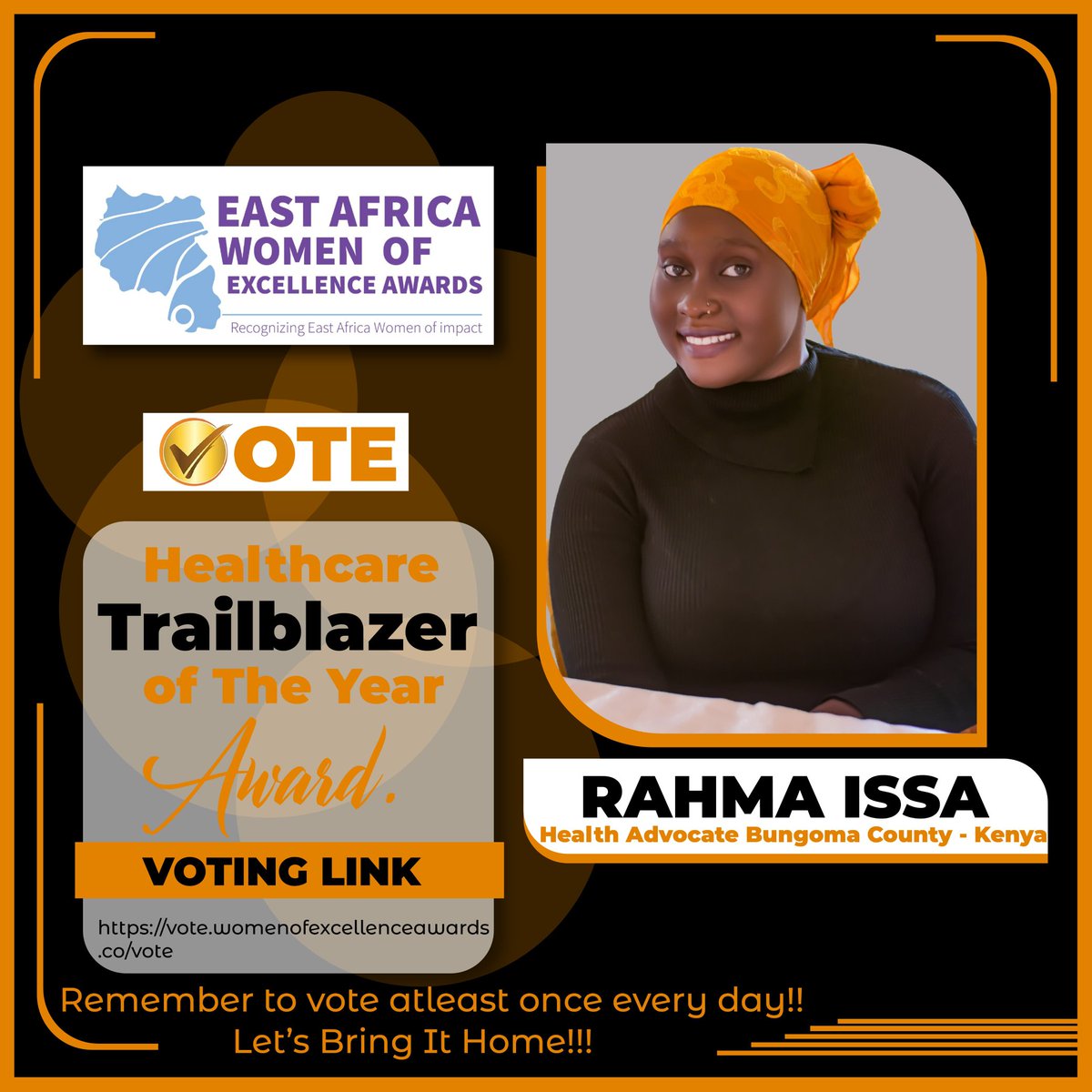Asbel Kemboi. (@asbelkemboi7) on Twitter photo Greetings.
<a href="/issa_rahmah/">Rahmah Issa</a> has been nominated as the healthcare trailblazer of the year under the East Africa Women of excellence awards.Please vote for me and let's bring it home.
Here is the Link womenofexcellenceawards.co/?fbclid=IwAR0J⦠Greetings.
<a href="/issa_rahmah/">Rahmah Issa</a> has been nominated as the healthcare trailblazer of the year under the East Africa Women of excellence awards.Please vote for me and let's bring it home.
Here is the Link womenofexcellenceawards.co/?fbclid=IwAR0Jβ¦