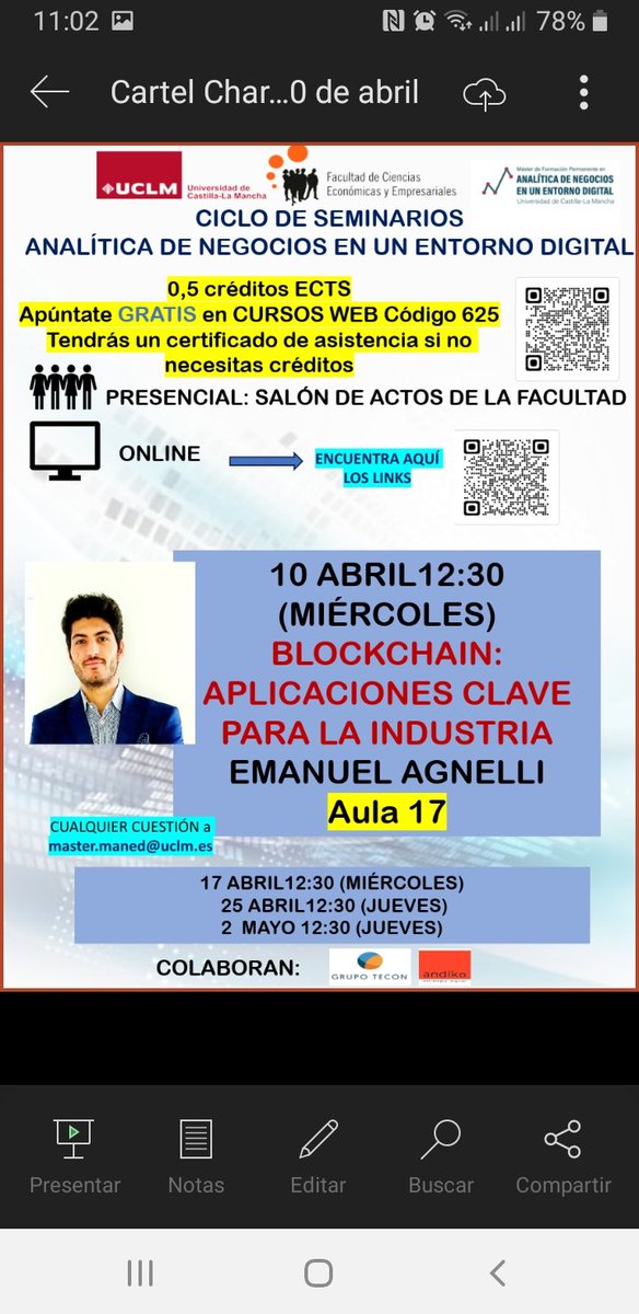 ESTE MIÉRCOLES asiste a la charla "BLOCKCHAIN: Aplicaciones clave para la industria" en Aula 17 u online.
Inscríbete en Cursosweb para tener certificado de asistencia y poder conseguir 0,5 ECTS.
Estudiantado inscrito q venga de forma presencial tendrá un obsequio
<a href="/dafcee_ab/">Delegación de Alumnos FCEE AB</a>