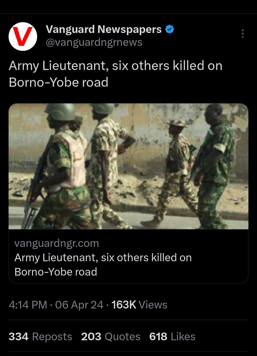 The Nigerian Army is getting bloody noses on a repeated basis. This is not a good trend. By the way, the silence in the camp of the proponents of the levelers is deafening.