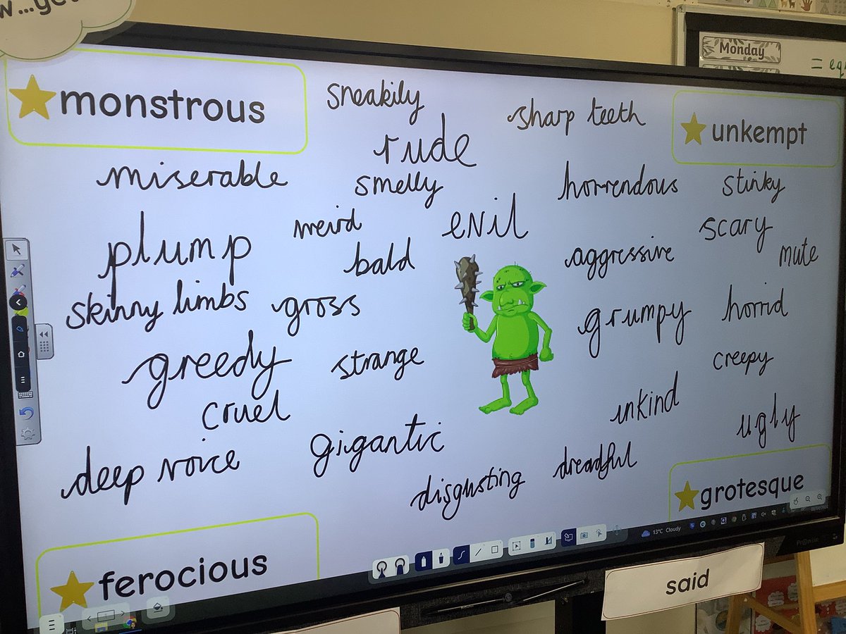 In Team Ouse in writing we have been gathering adjectives to describe a troll to help us write a character description. #bandbwriting