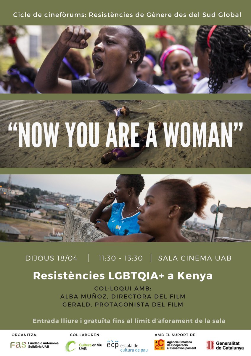🔛 Vine a la primera sessió del cicle de cinefòrums sobre les Resistències de Gènere des del Sud Global 🎬 'Now you are woman' + Col·loqui amb Alba Muñoz i Gerald, directora i protagonista del film 👇👇👇