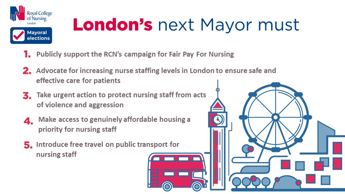🧵 1/2 Today we're launching our election hub for the upcoming Mayor of London elections. Take a look to see what we're calling for and why it matters to you.

The Mayor has key powers which can affect the quality of life for nursing staff.
bit.ly/4cLOimq