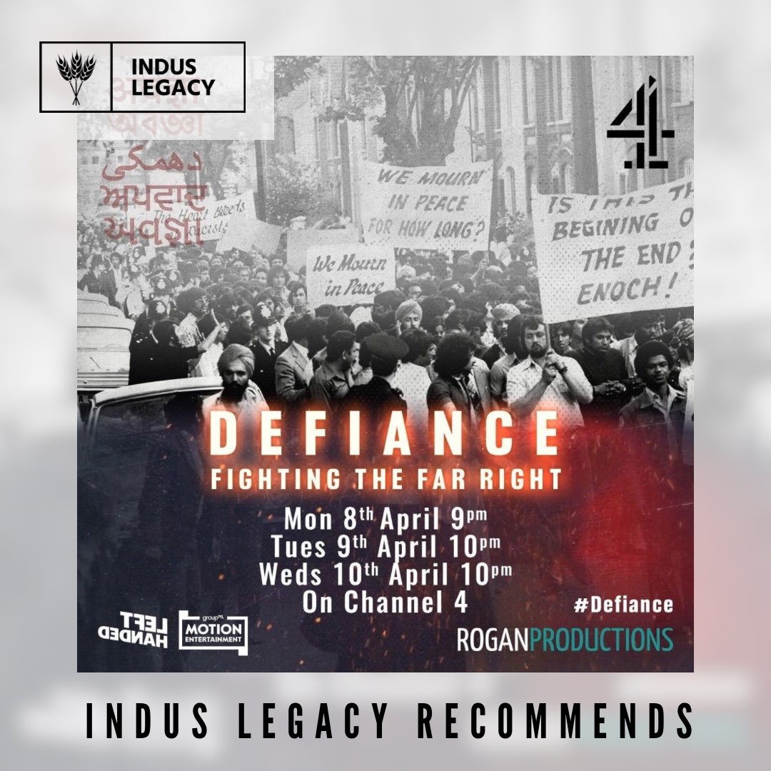 ‘#Defiance: Fighting the Far Right’ examines the political and social struggles faced by Britain’s South Asian community between 1976 and 1981. Airing from TONIGHT. This series will be a momentous encapsulation of our story as South Asians in Britain. #Channel4 #NationalFront