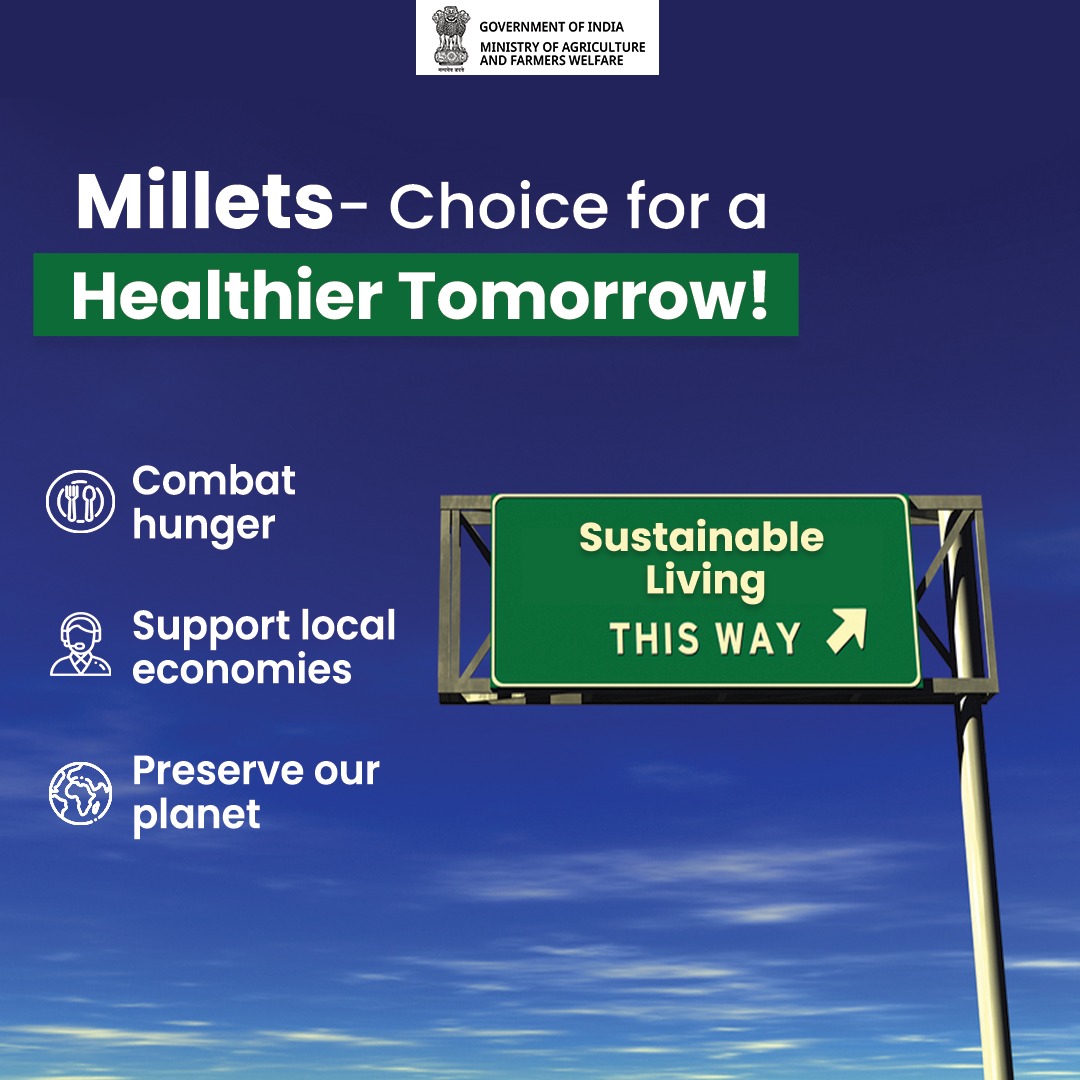 Millets: Shaping a Healthier Tomorrow! fighting hunger, boosting local economies and safeguarding our Planet. #IYM2023 #ShreeAnna #sustainableliving #sustainableeating