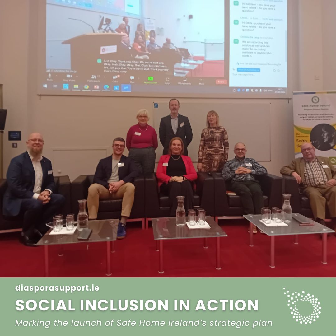 Congratulations to @safehomeireland on the launch of their Strategic Plan!

As part of the launch, Policy & Outreach Officer Niall Foster spoke on panel from @citizensinfo @ICPOprisoners @HelplinkMH and Kevin Bell Repatriation Trust discussing #GlobalIrish social inclusion.