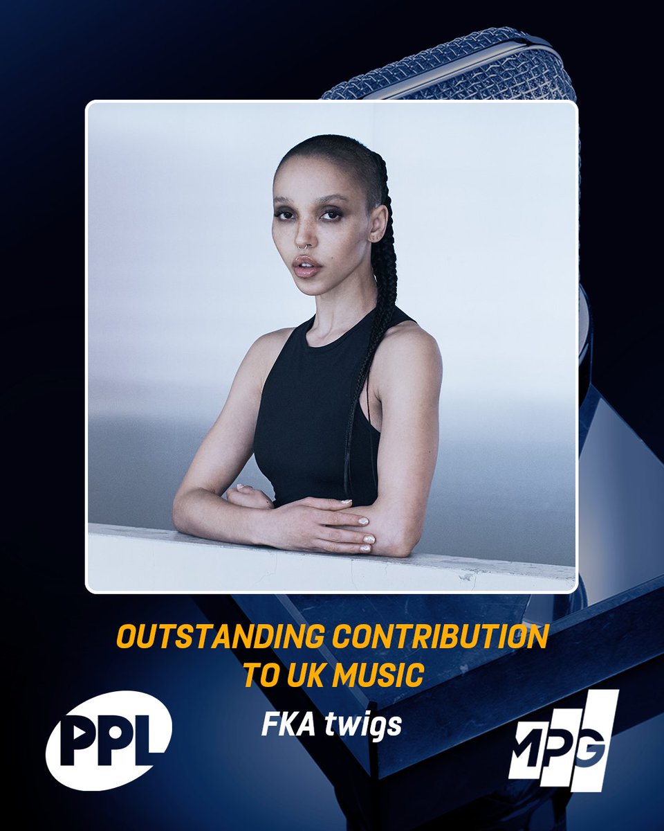 Congratulations to singer, producer, songwriter, dancer and actor @FKAtwigs for being honoured with the @ukMPG Award for Outstanding Contribution To UK Music, presented by PPL. The full 2024 MPG Award winners are revealed on 25th April.